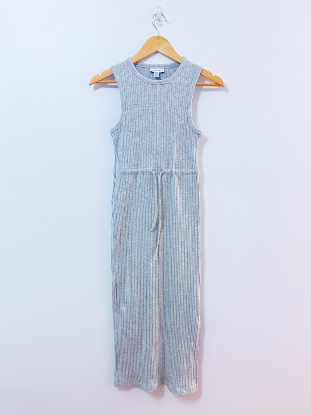 TOPSHOP Grey Ribbed Maxi Dress | Casual Minimalist | Size 6
